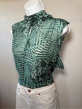 Max Mara Scarf Neck Animal Print Top